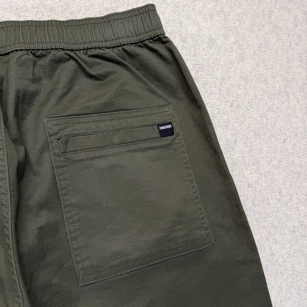 Zanerobe Olive Green‎ Jogger Pants Mens Elastic Waist Zip Cargo Pocket Tapered L